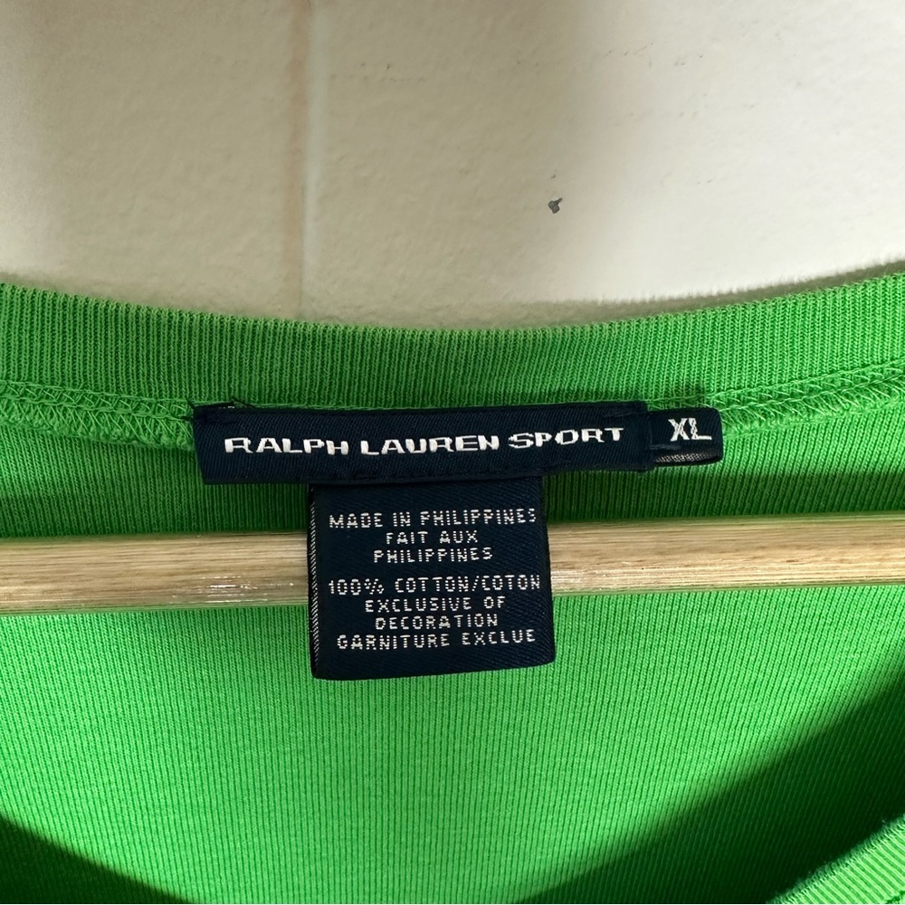 Ralph Lauren Sport V-Neck Solid Tee T-Shirt Top Pony XL Green Preppy Old Money - Picture 5 of 10